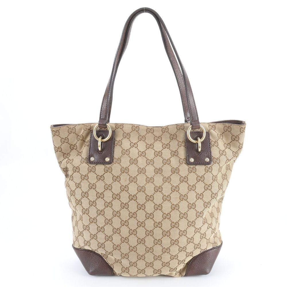 Gucci GG Canvas Leather Tote Shoulder Hand Brown — view 3
