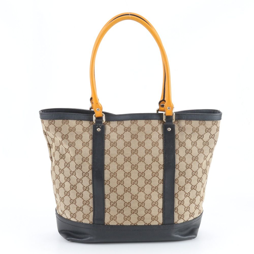 Gucci GG Canvas Leather Tote Shoulder Hand Brown Eie — view 3