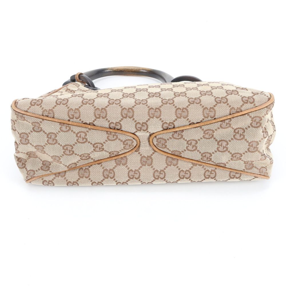 Gucci GG Canvas Leather Shoulder Bag Tote Hand Brown — view 6