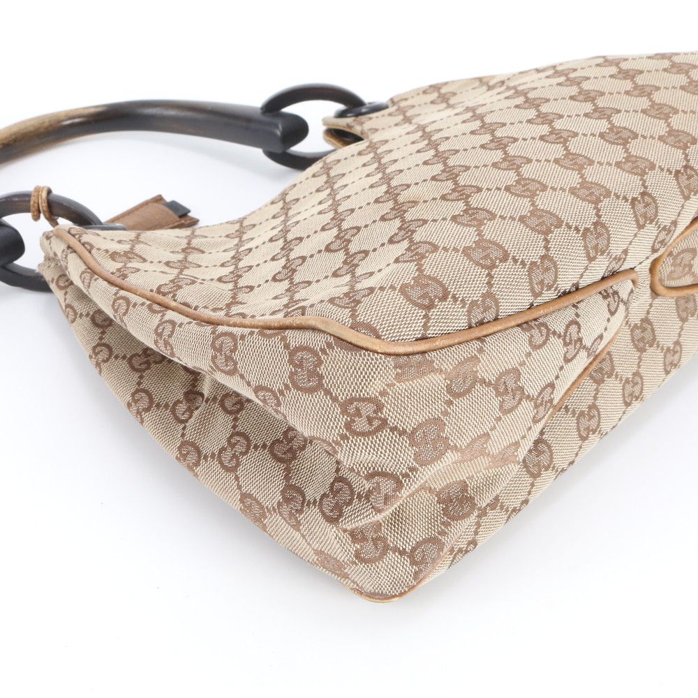Gucci GG Canvas Leather Shoulder Bag Tote Hand Brown — view 4
