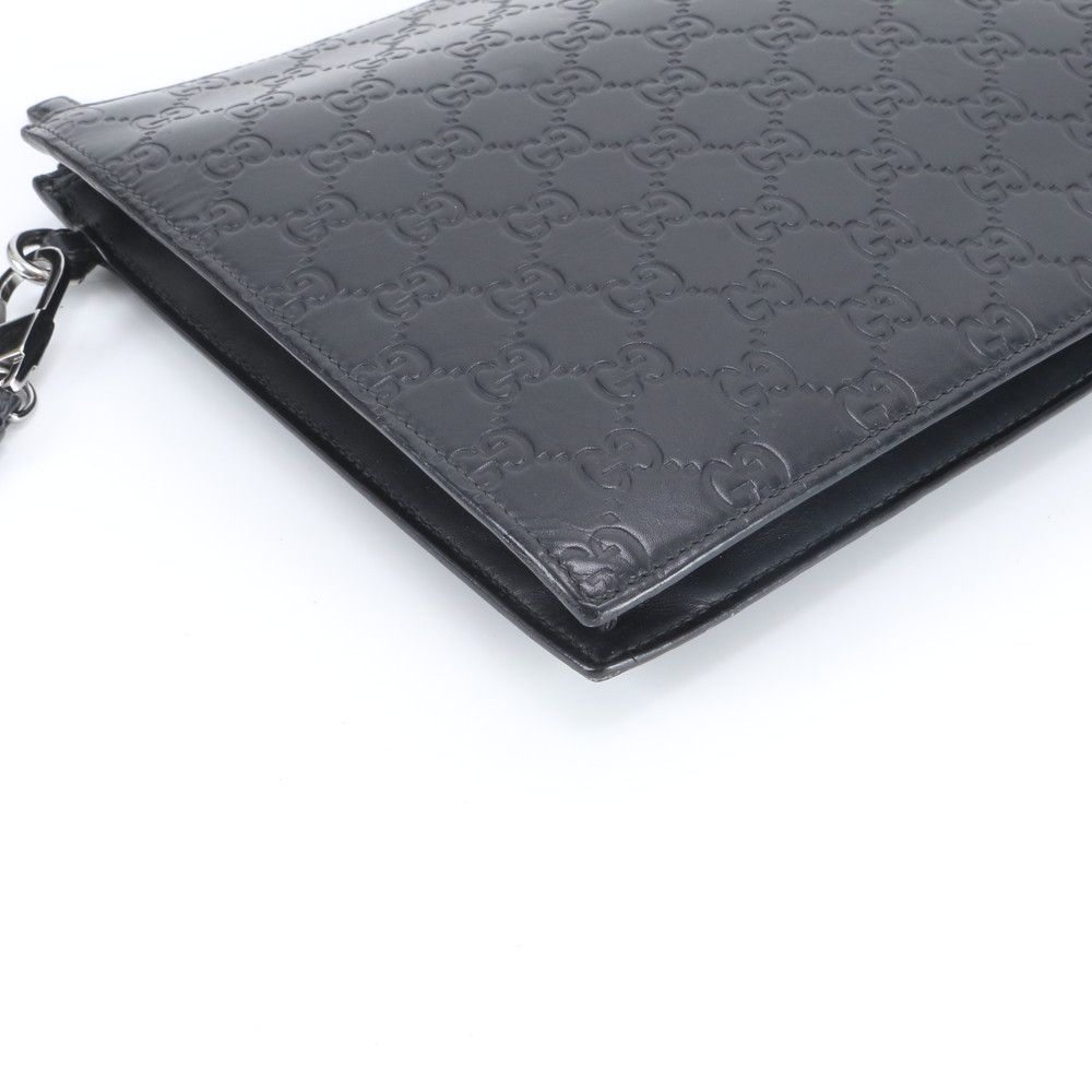 Gucci Guccissima Leather Clutch Pouch Business Black Eie — view 4