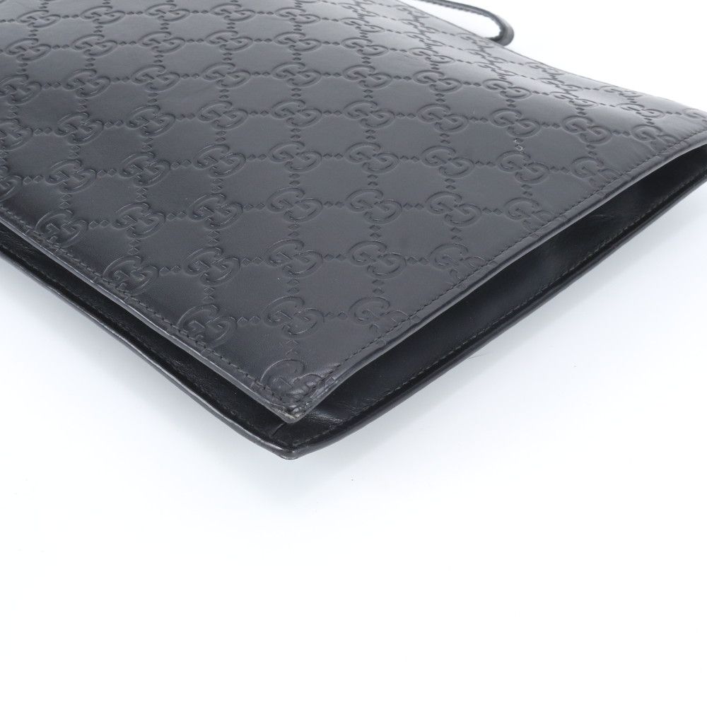 Gucci Guccissima Leather Clutch Pouch Business Black Eie — view 5