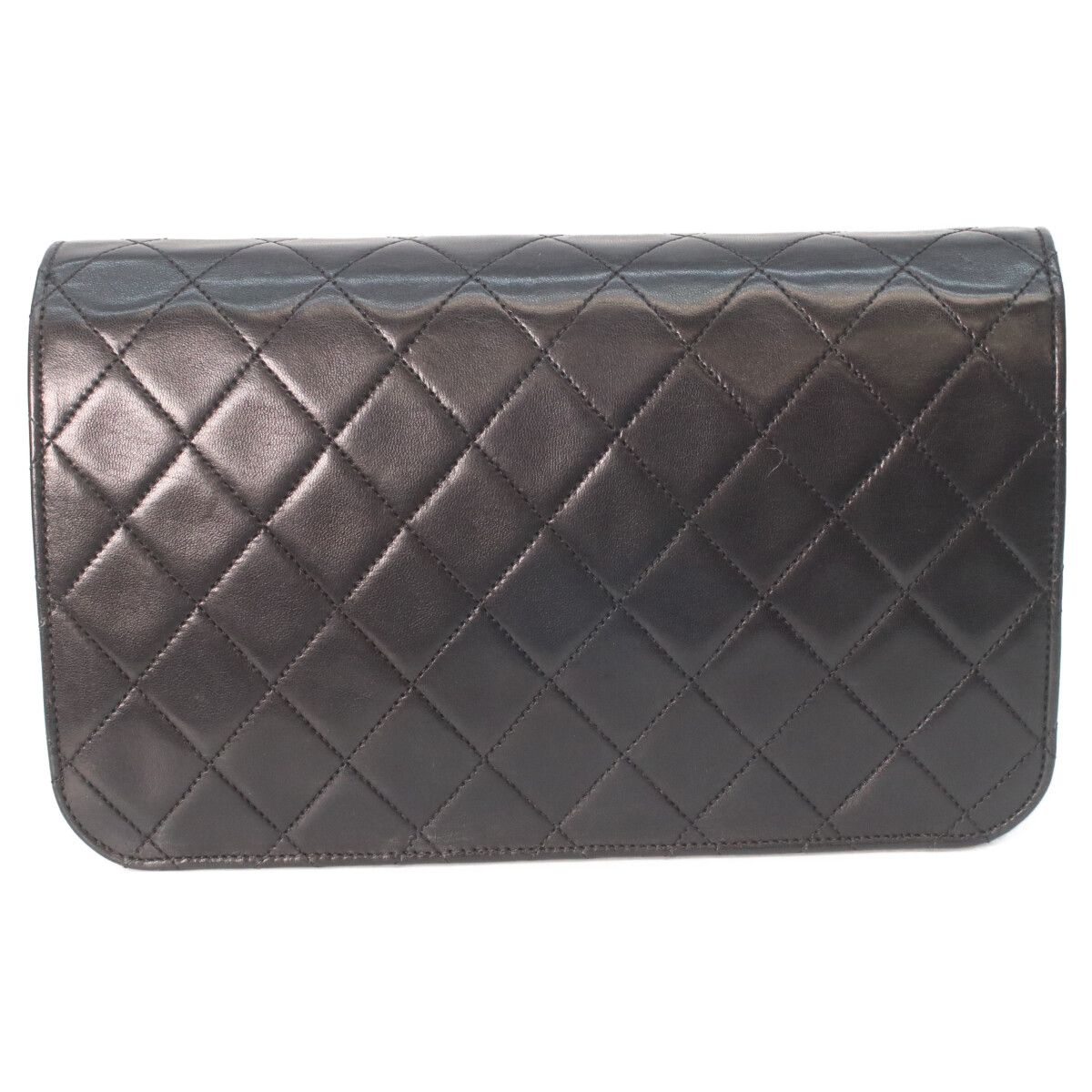 Chanel Black Lamb Single Full Flap Push Lock Quilted 24 Chain Shoulder Bag — view 3