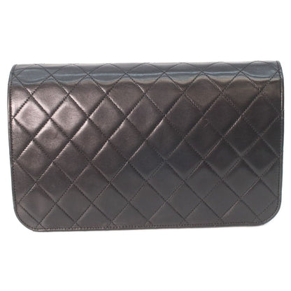Chanel Black Lamb Single Full Flap Push Lock Quilted 24 Chain Shoulder Bag — view 3