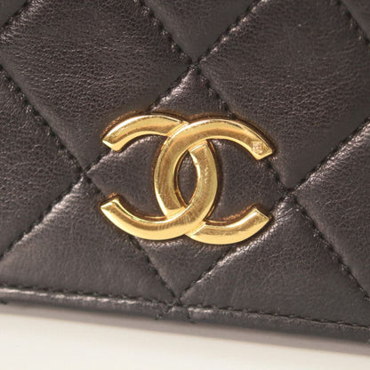 Chanel Black Lamb Single Full Flap Push Lock Quilted 24 Chain Shoulder Bag — view 6