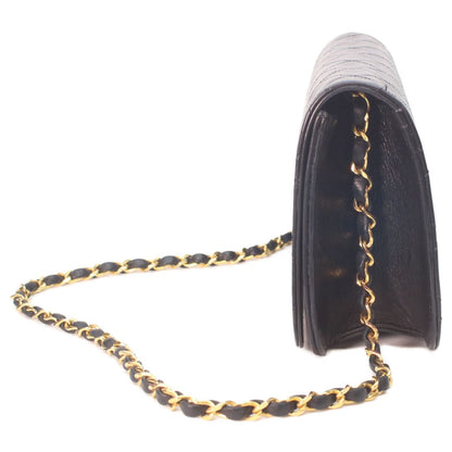 Chanel Black Lamb Single Full Flap Push Lock Quilted 24 Chain Shoulder Bag — view 4