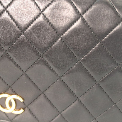 Chanel Black Lamb Single Full Flap Push Lock Quilted 24 Chain Shoulder Bag — view 7
