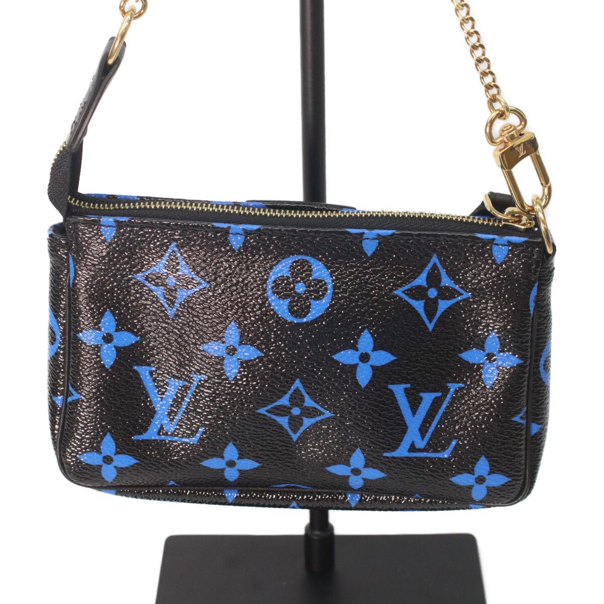 Louis Vuitton Monogram Noir Blue Mini Pochette Shoulder Bag — view 3