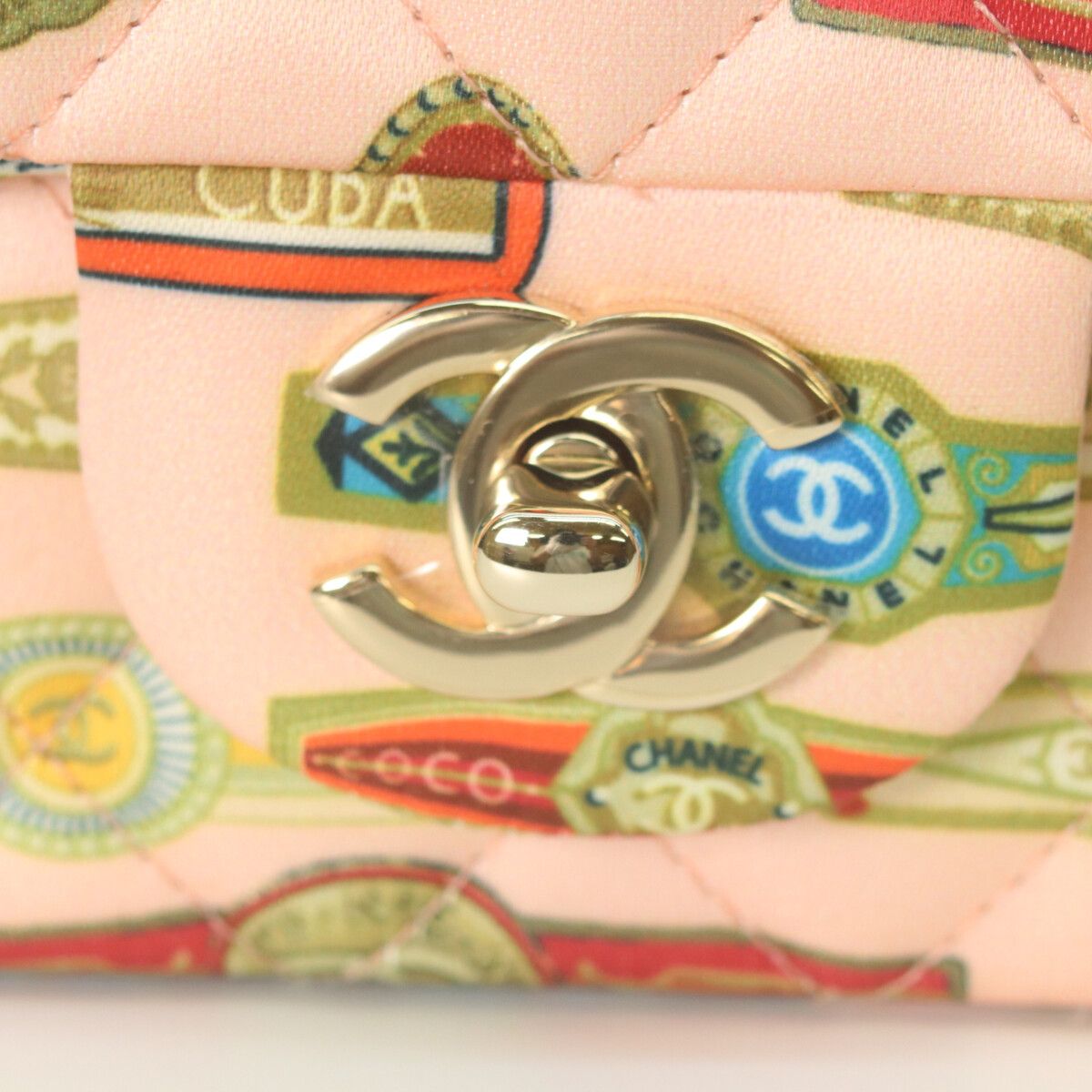 Chanel Cruise Cube Collection Satin Gold Mini Quilted 20 Shoulder Bag — view 6