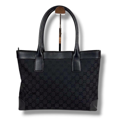 Gucci GG Canvas Tote Leather Black Shoulder Handbag — view 2