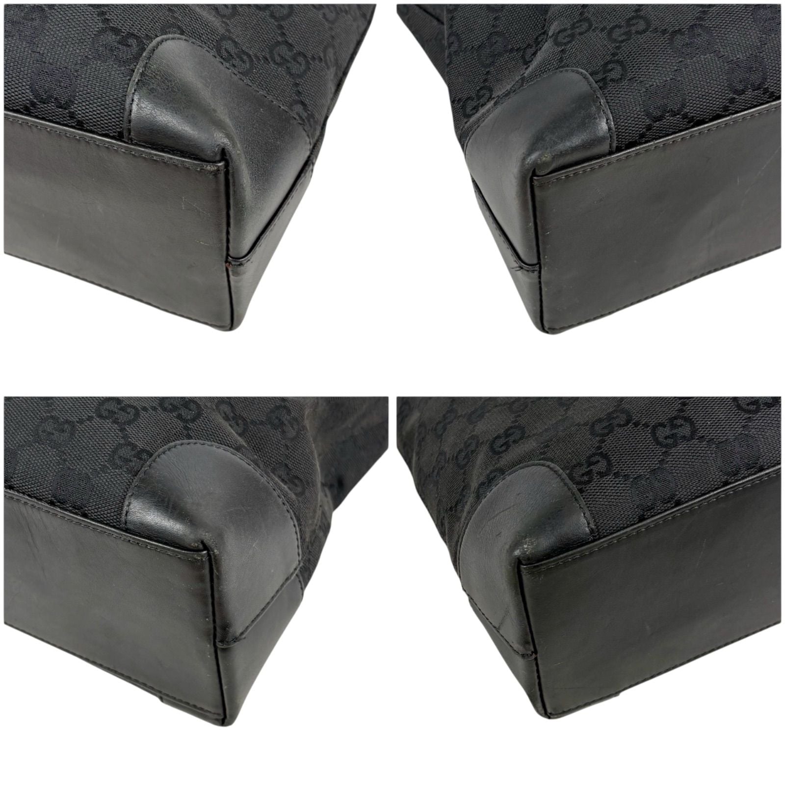 Gucci GG Canvas Tote Leather Black Shoulder Handbag — view 6