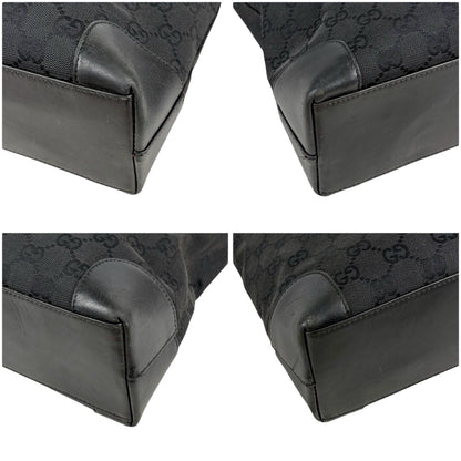 Gucci GG Canvas Tote Leather Black Shoulder Handbag — view 6