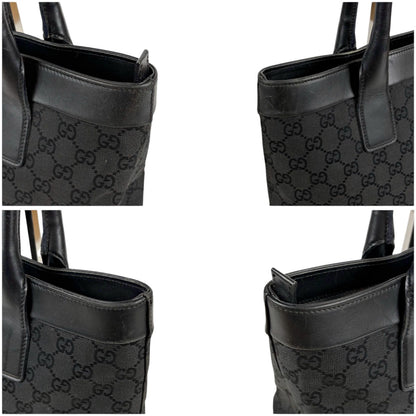 Gucci GG Canvas Tote Leather Black Shoulder Handbag — view 5