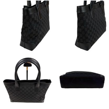 Gucci GG Canvas Tote Leather Black Shoulder Handbag — view 4