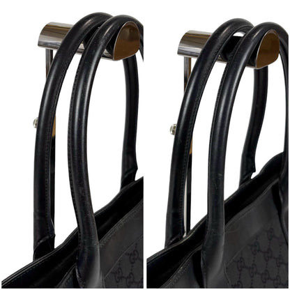 Gucci GG Canvas Tote Leather Black Shoulder Handbag — view 7