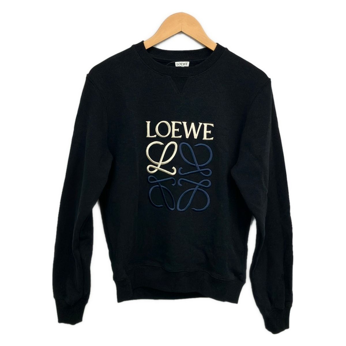 Loewe Sweatshirt Black Ivory Dark Navy Long Sleeve Embroidery Anagram