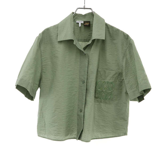 Loewe Paula's Ibiza Anagram Pocket Cropped Short Sleeve Shirt Green 38