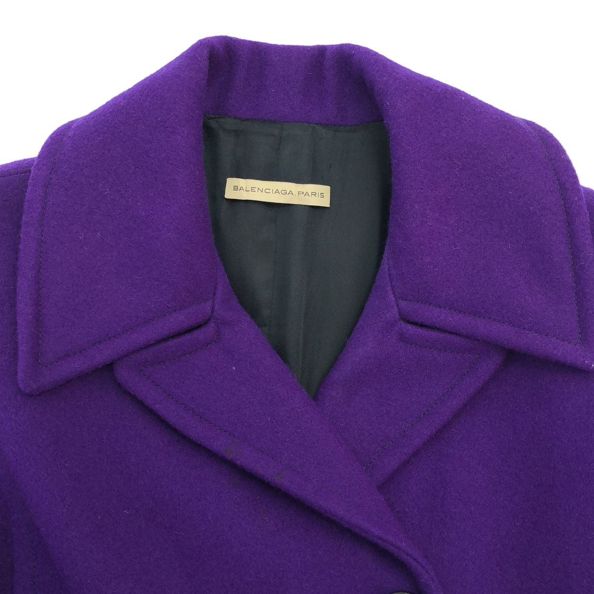 Balenciaga Wool Melton Peacoat Purple 38 Coat — view 4