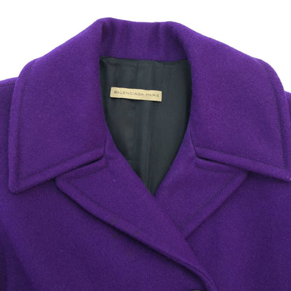 Balenciaga Wool Melton Peacoat Purple 38 Coat — view 4