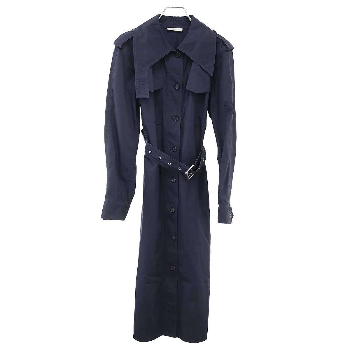 Celine by Phoebe Philo Belted Trench Coat 2 Navy 36