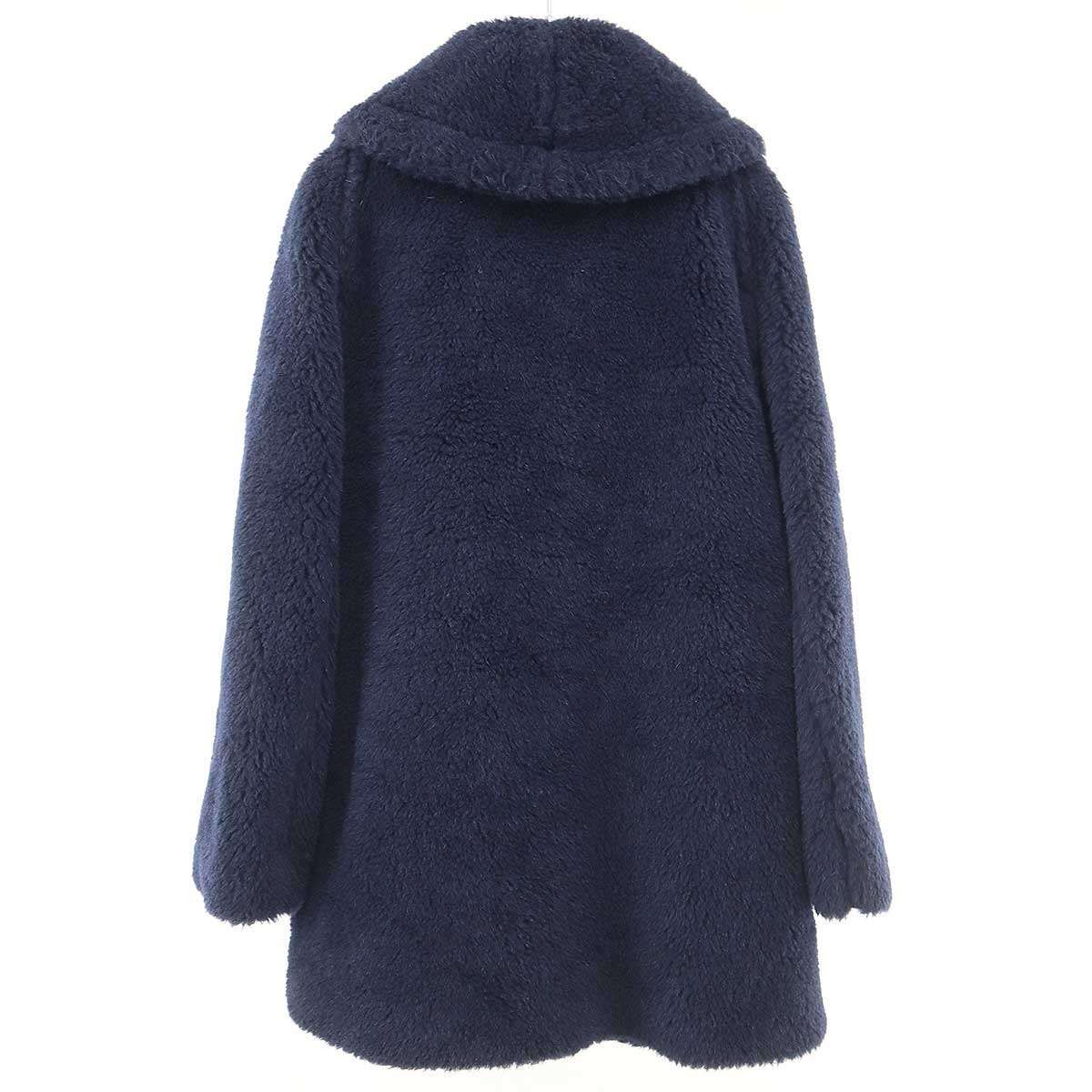 Max Mara Maxmara Teddy Bear Alpaca Coat Icon Navy 34 — view 2