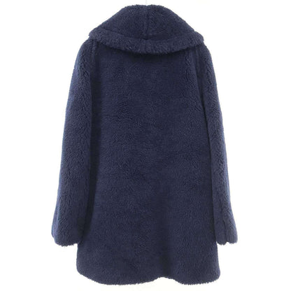 Max Mara Maxmara Teddy Bear Alpaca Coat Icon Navy 34 — view 2