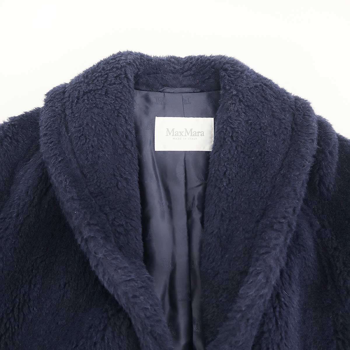 Max Mara Maxmara Teddy Bear Alpaca Coat Icon Navy 34 — view 4