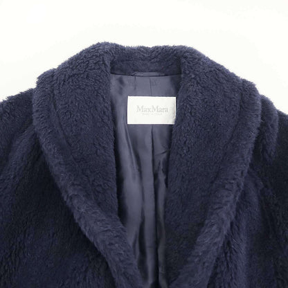 Max Mara Maxmara Teddy Bear Alpaca Coat Icon Navy 34 — view 4