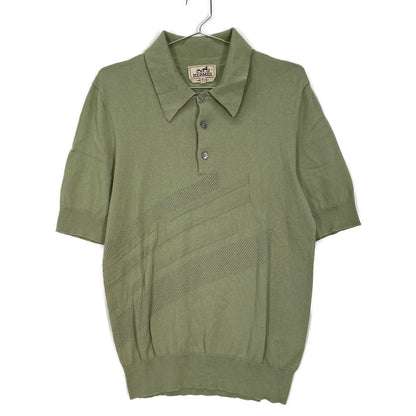 Hermes Green Cotton Wool Short Sleeve Knit Polo Shirt