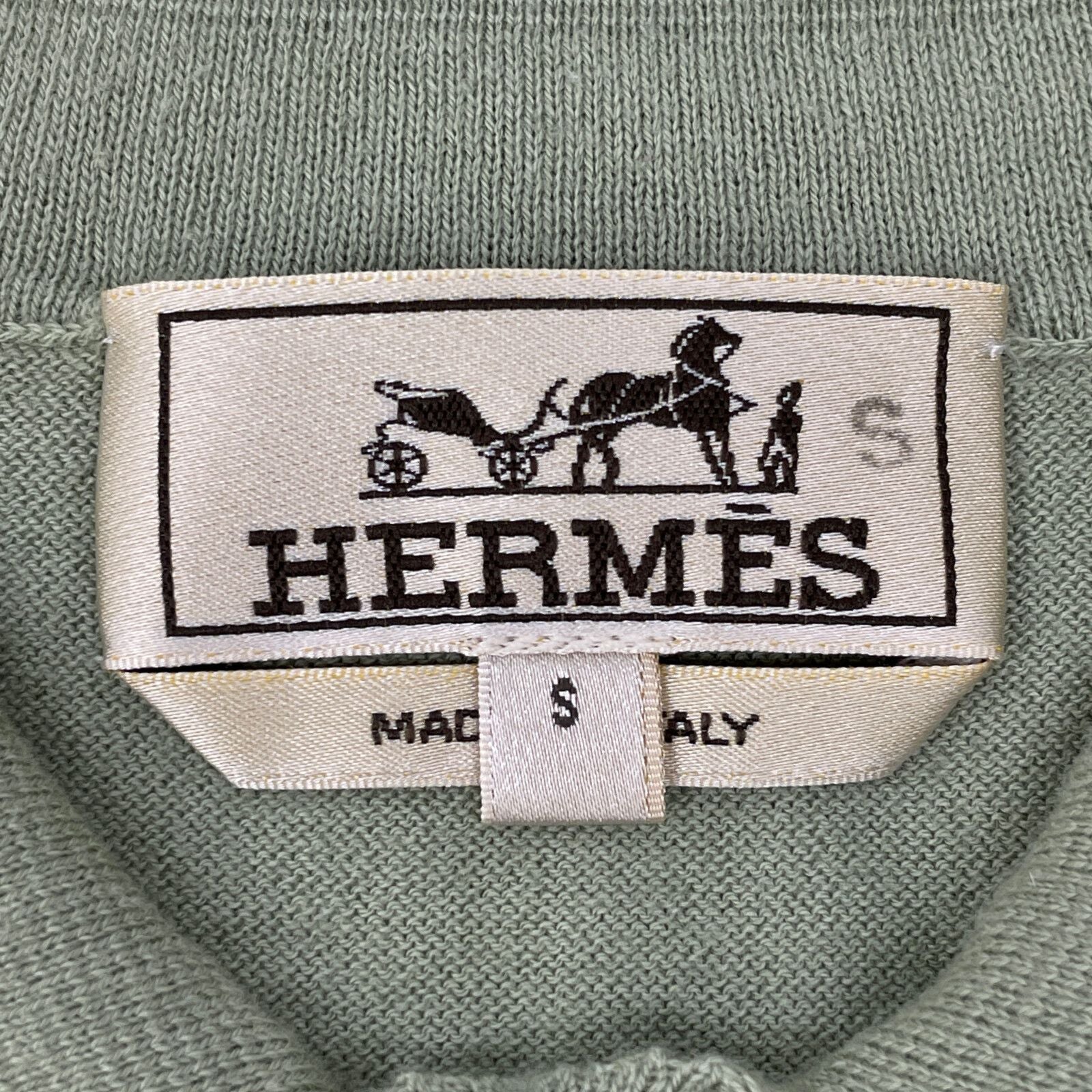 Hermes Green Cotton Wool Short Sleeve Knit Polo Shirt — view 3