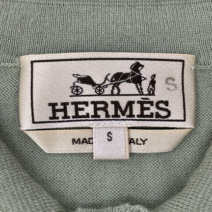 Hermes Green Cotton Wool Short Sleeve Knit Polo Shirt — view 3