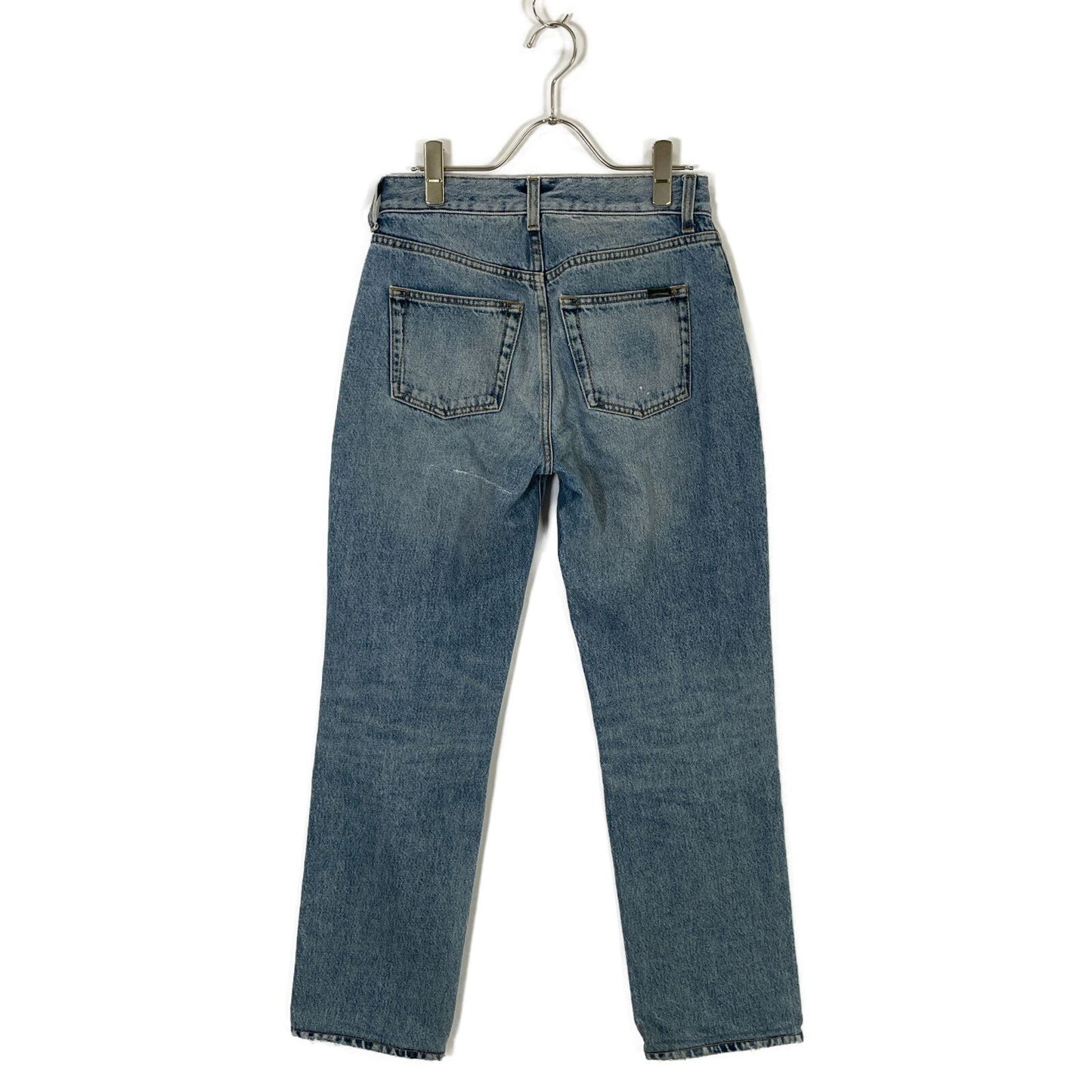 Saint Laurent Paris Light Blue Cotton YSL Logo Charm Denim Pants 24 — view 2