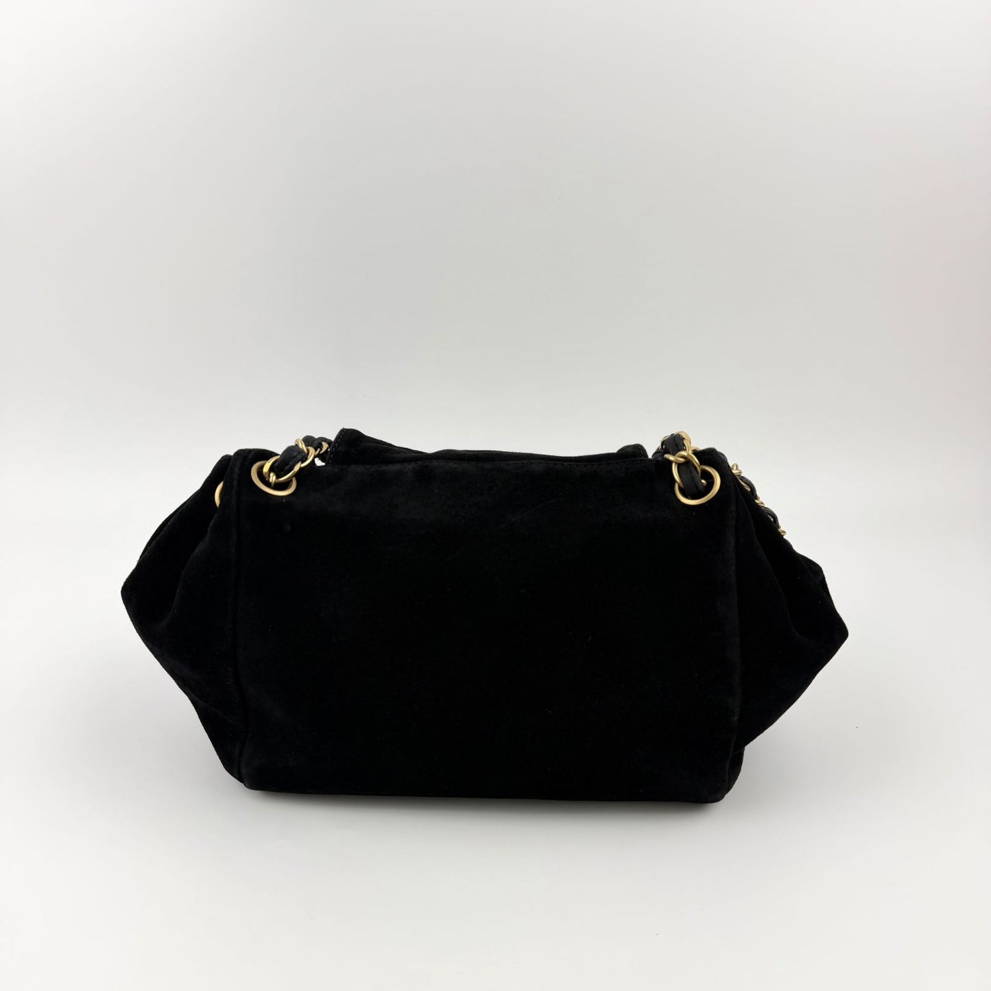 Chanel CC Logo Chain Shoulder Bag Crossbody Black Suede Vintage — view 5