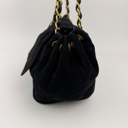Chanel CC Logo Chain Shoulder Bag Crossbody Black Suede Vintage — view 7