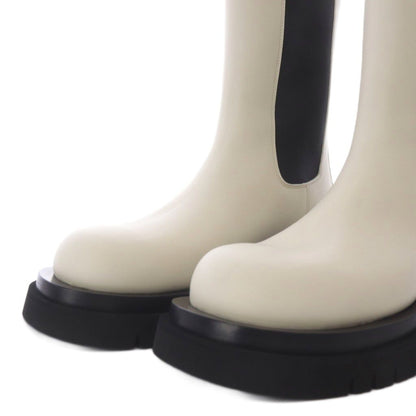 Bottega Veneta Rug Boots Chelsea Short Platform Thick Sole Leather 38 White — view 5