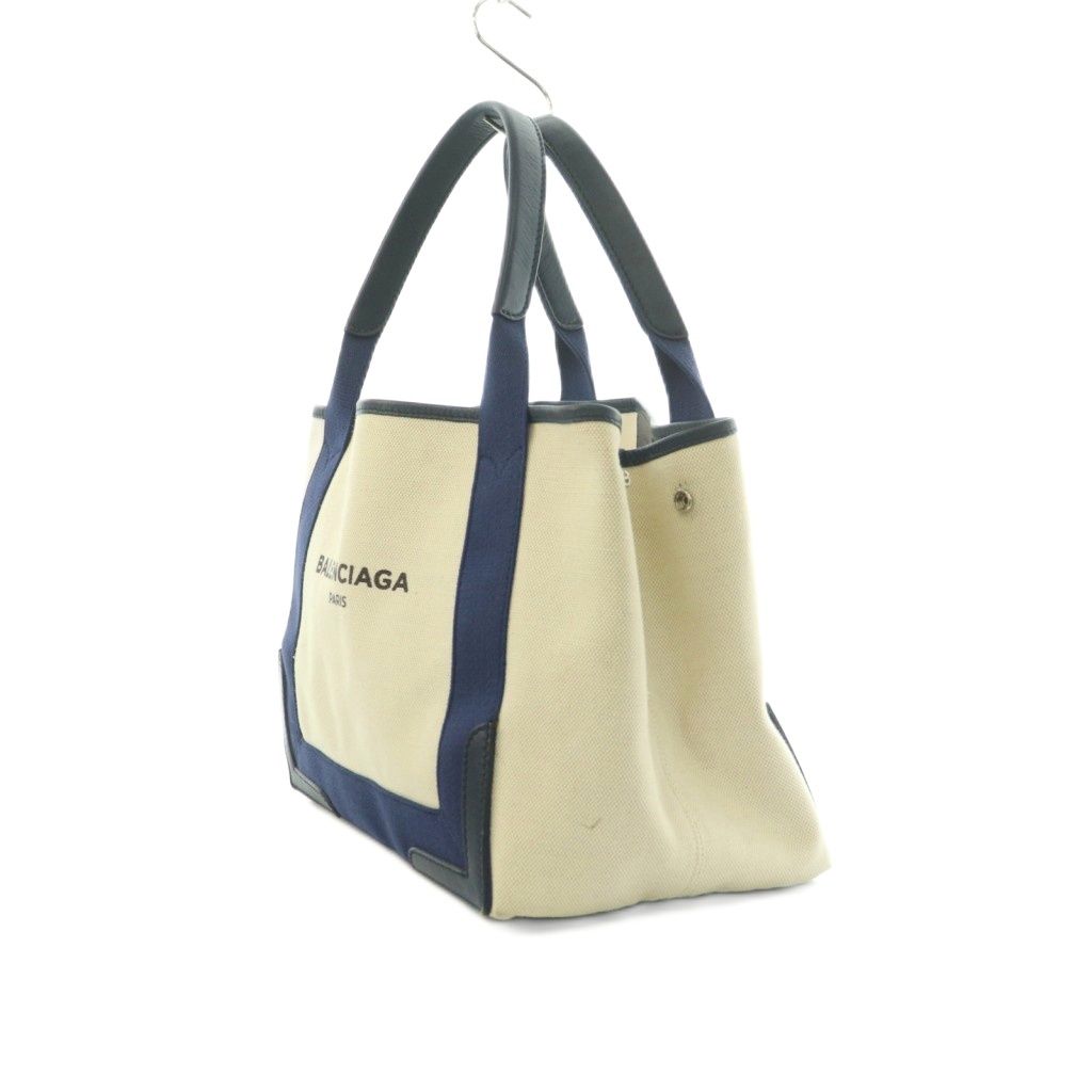 Balenciaga Navy Cabas Tote Canvas Ivory — view 3