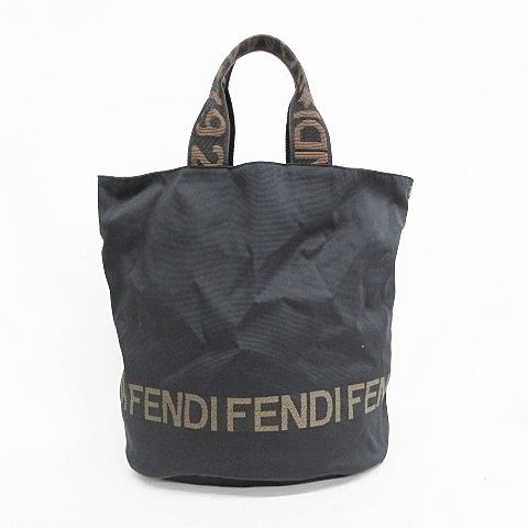 Fendi Tote Logo Black Brown