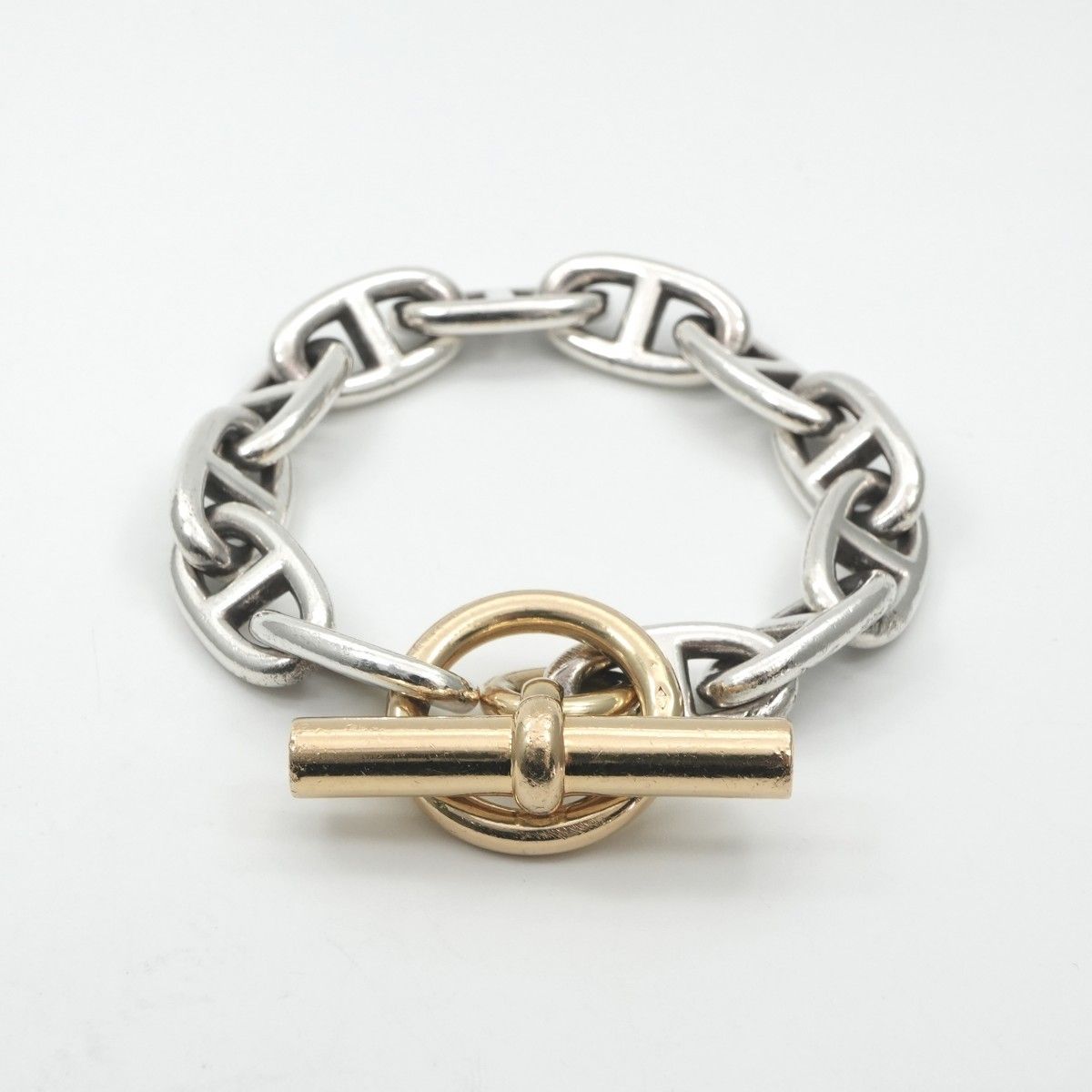 Hermes Chaine D'ancre Bracelet Bangle Calf Silver