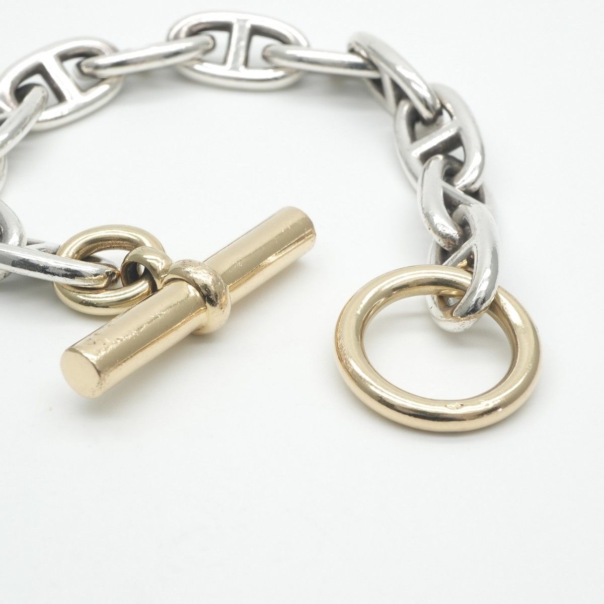 Hermes Chaine D'ancre Bracelet Bangle Calf Silver — view 3