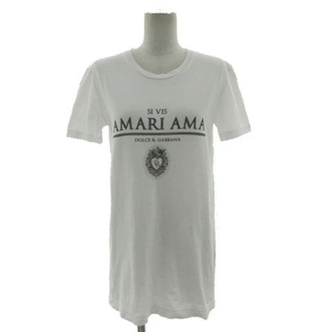Dolce & Gabbana T-Shirt Short Sleeve Amari Ama Print Cotton White 36 — view 2