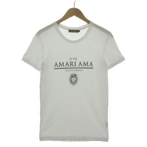 Dolce & Gabbana T-Shirt Short Sleeve Amari Ama Print Cotton White 36