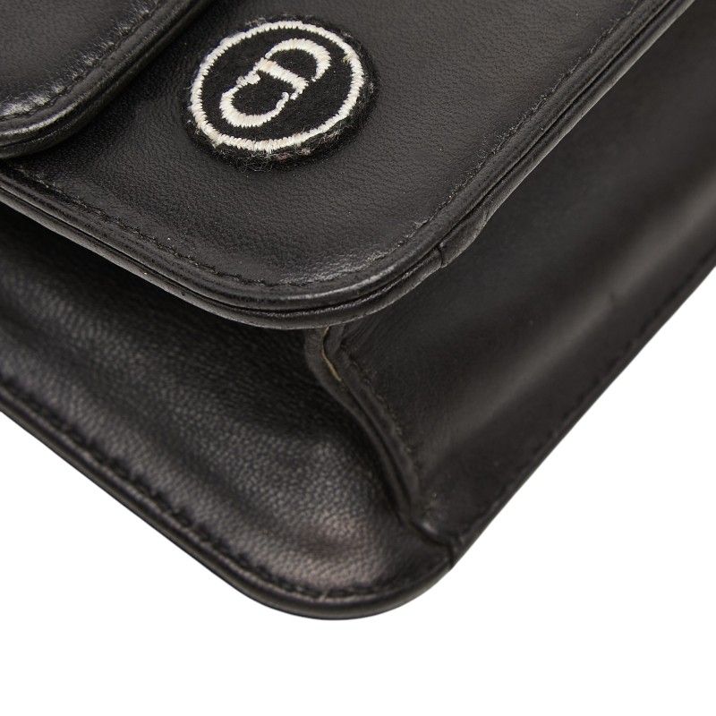 Dior Crossbody Chain Patch Shoulder Bag Black Pink Leather Sequins — view 5
