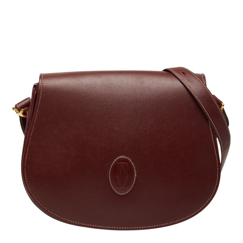 Cartier Must Line Shoulder Bag Wine Red Bordeaux Leather