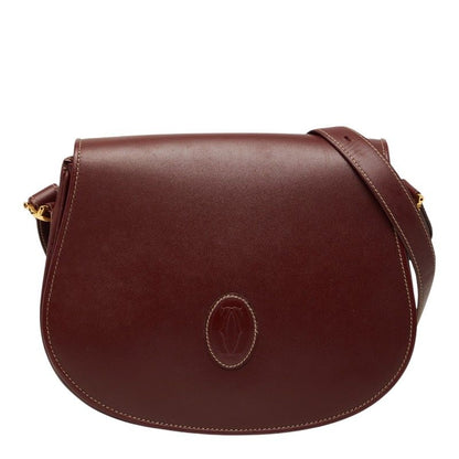Cartier Must Line Shoulder Bag Wine Red Bordeaux Leather