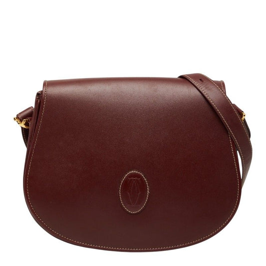 Cartier Must Line Shoulder Bag Wine Red Bordeaux Leather