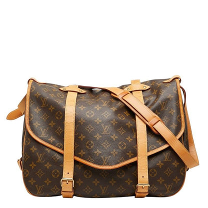 Louis Vuitton Monogram Saumur 43 Crossbody Shoulder Bag Brown Leather