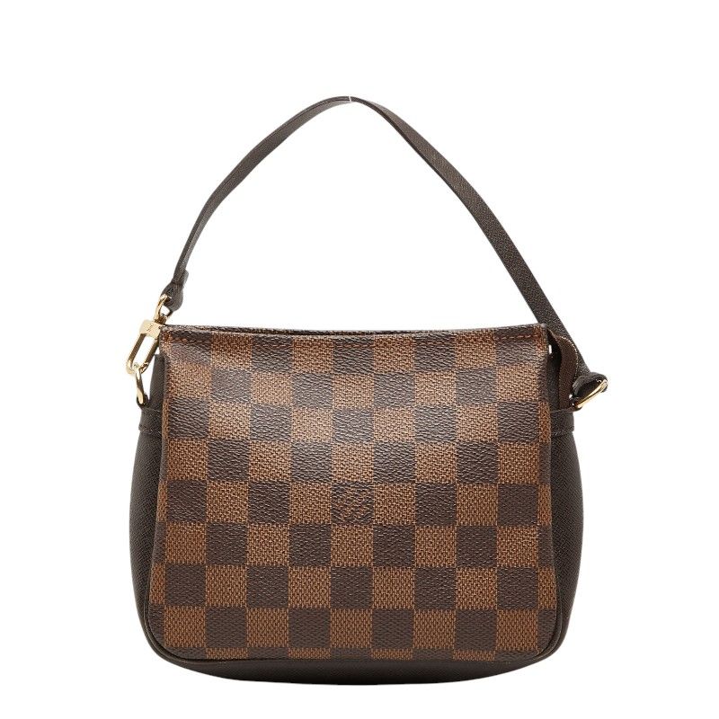 Louis Vuitton Damier Trousse Makeup Pouch Mini Handbag Brown Leather