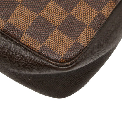 Louis Vuitton Damier Trousse Makeup Pouch Mini Handbag Brown Leather — view 6