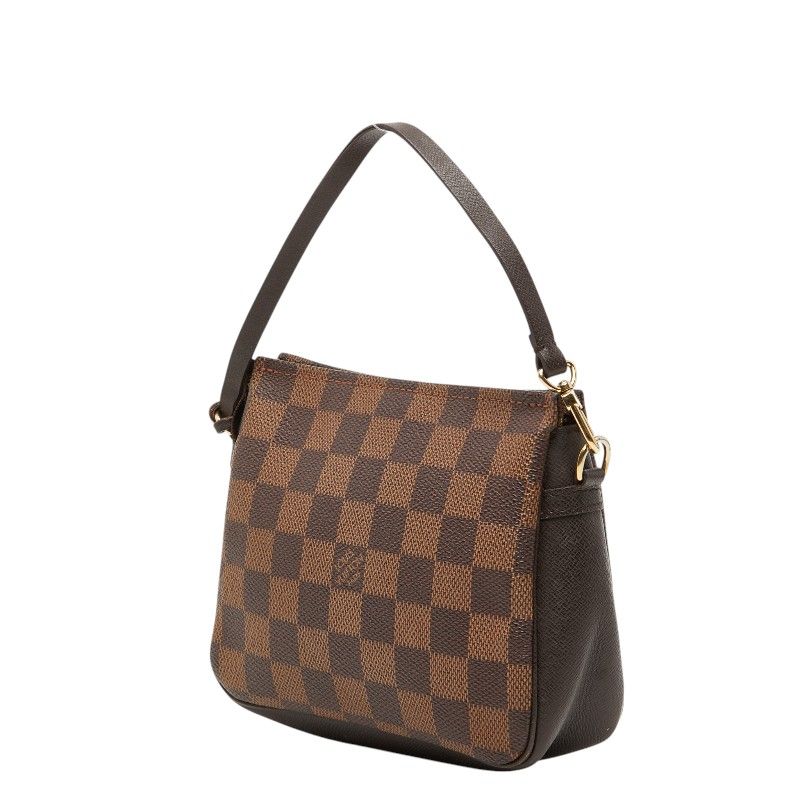Louis Vuitton Damier Trousse Makeup Pouch Mini Handbag Brown Leather — view 2