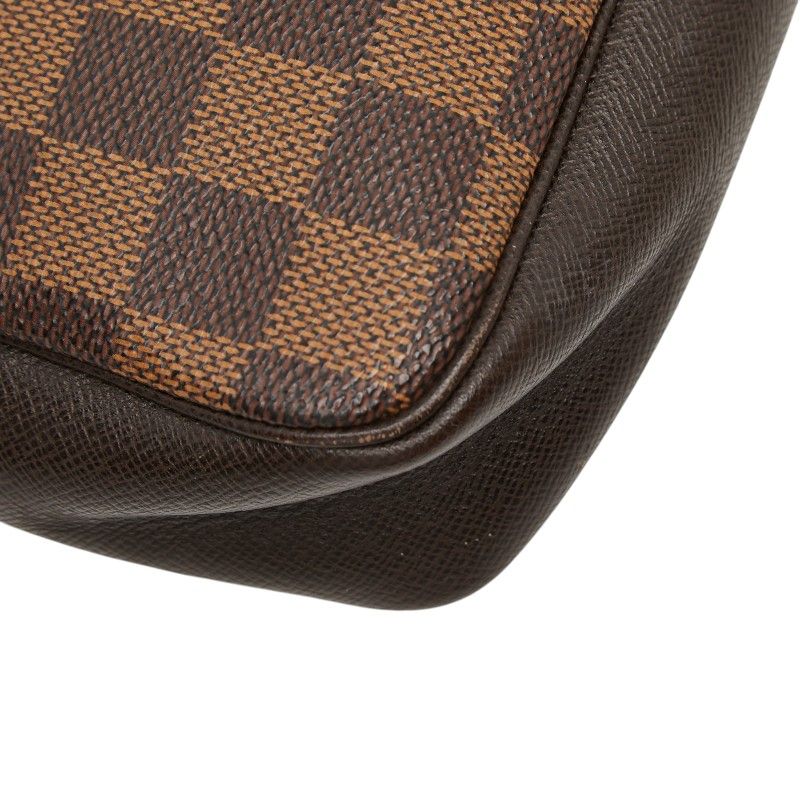 Louis Vuitton Damier Trousse Makeup Pouch Mini Handbag Brown Leather — view 7